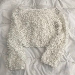 White popcorn textured sweater